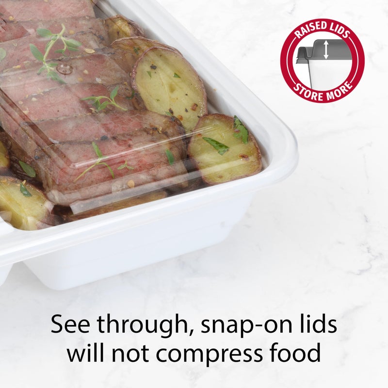GoodCook Meal Prep Rectangle Three Compartment 20-Piece, White, Made without BPA - Image 5